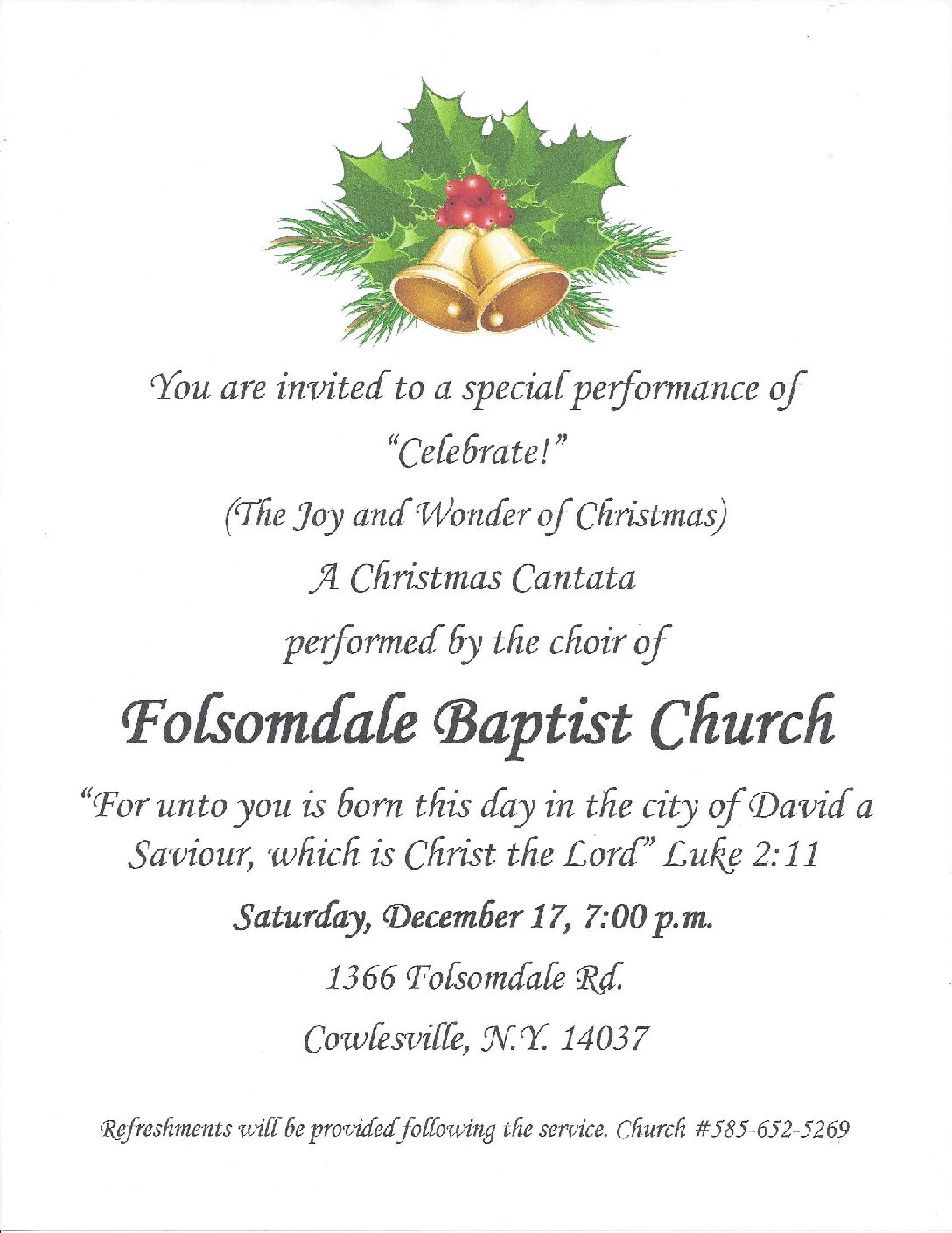 Concert at Folsomdale Baptist Church